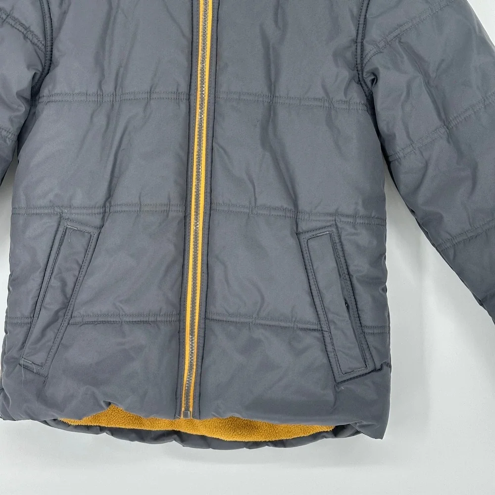 Whales Tail Outerwear Boys Puffer Jacket Hooded Gray‎ Yellow Size 8
